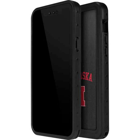 University of Nebraska Collegiate Text Black iPhone 15 Plus Waterproof Case
